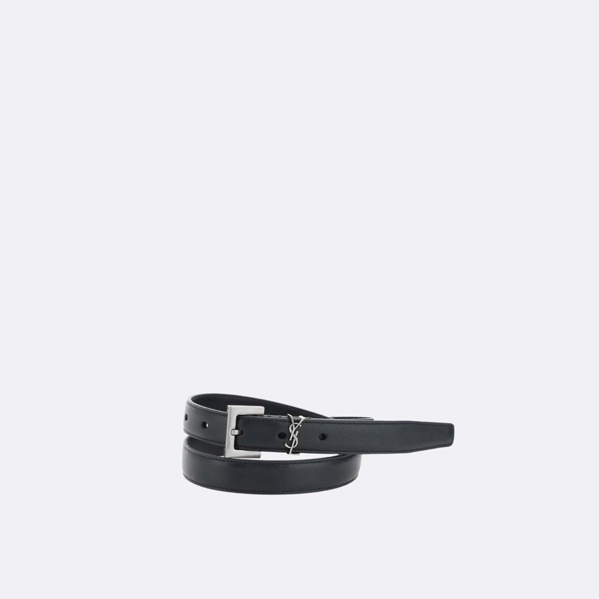 The Cassandre Belt in black Lambskin from Saint Laurent