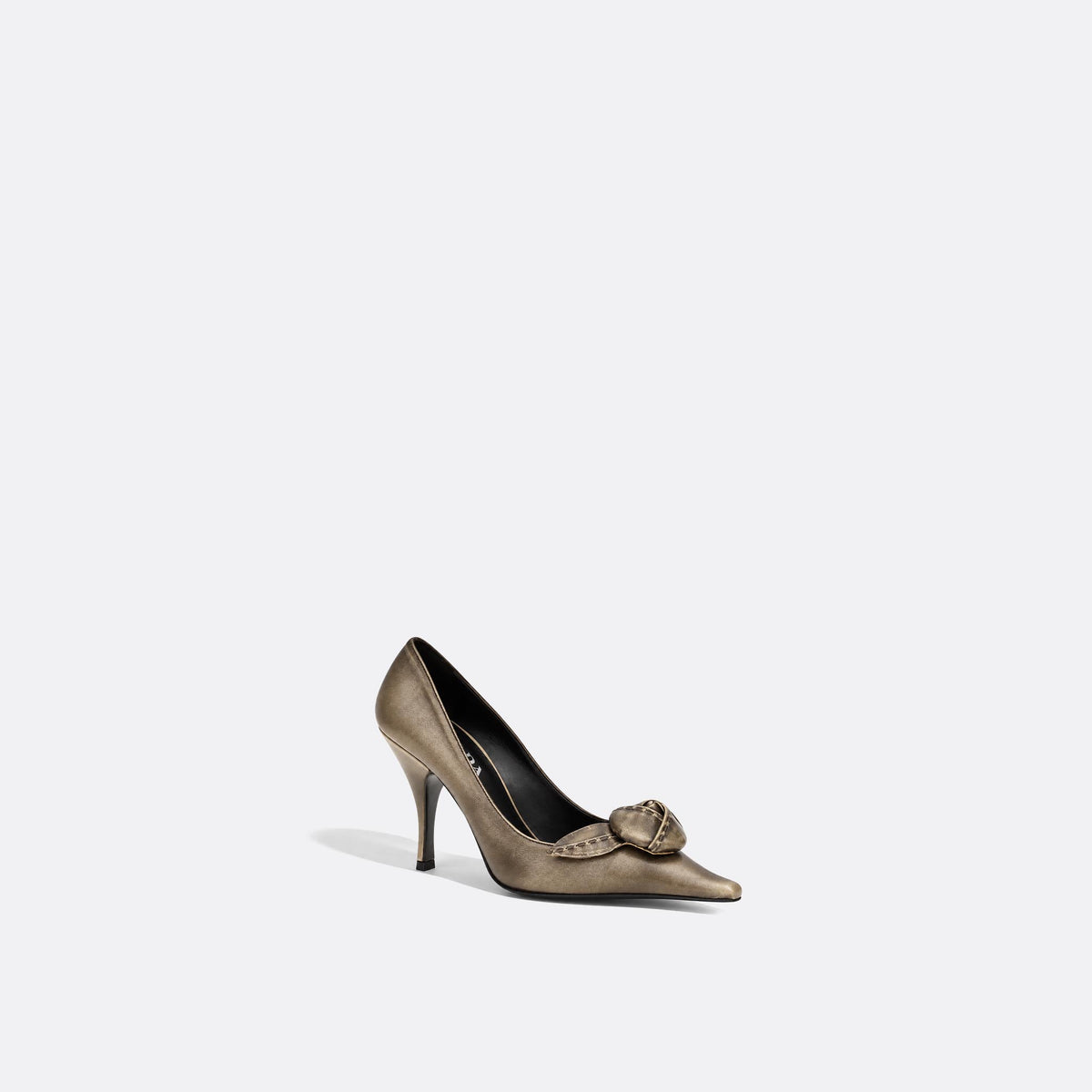 Leather Pumps with Rose Appliqué from Prada