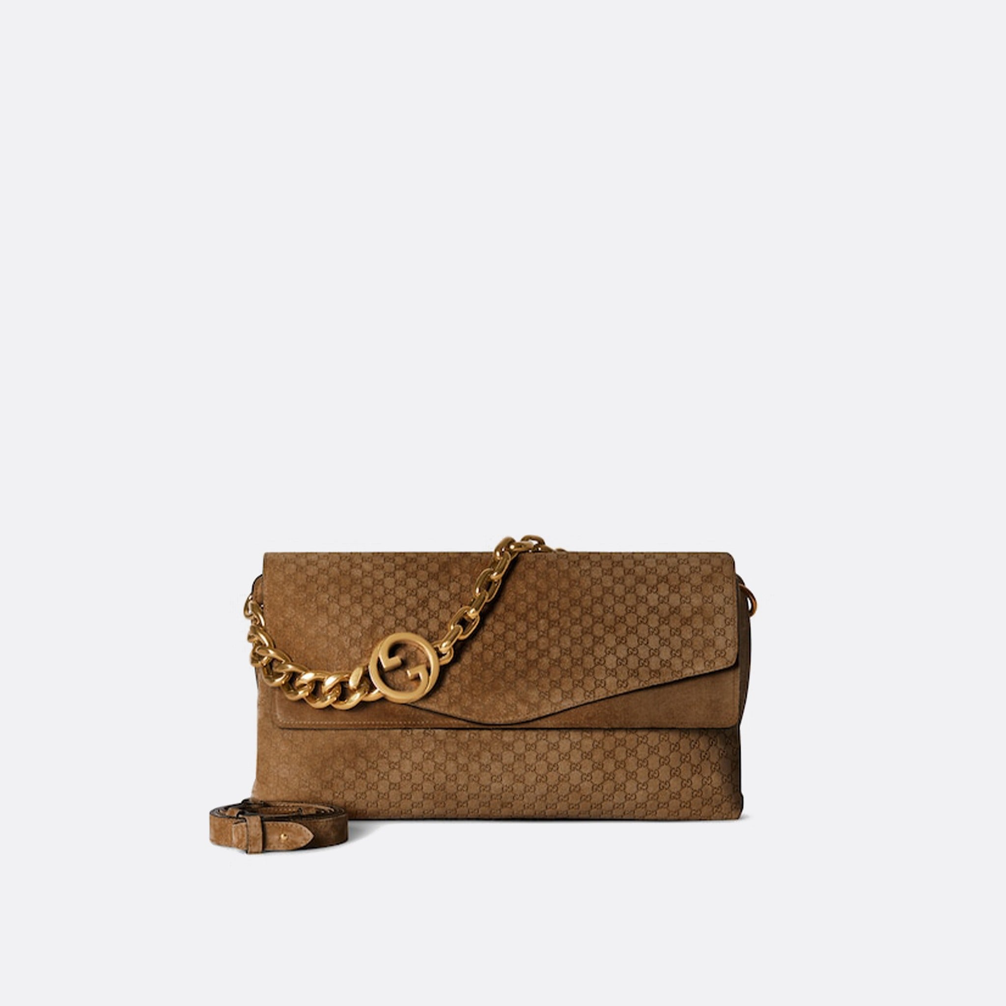 The Large Shoulder Bag with Chain from Gucci in Brown Suede