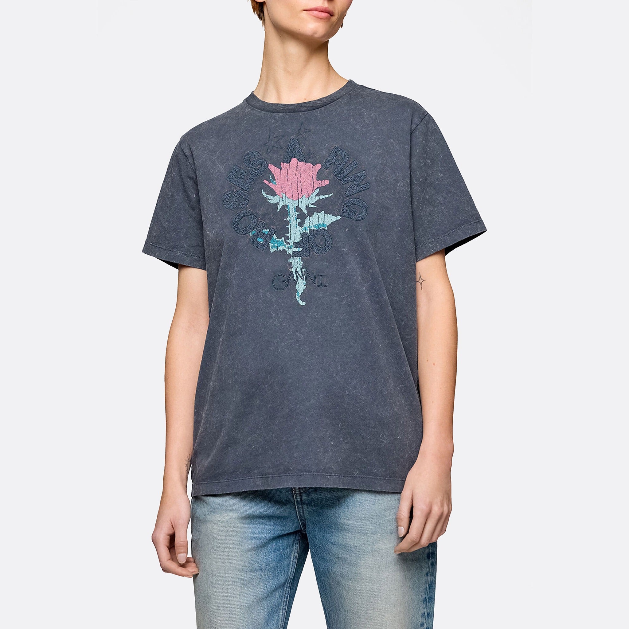 Rose Print Oversized T-Shirt from GANNI 