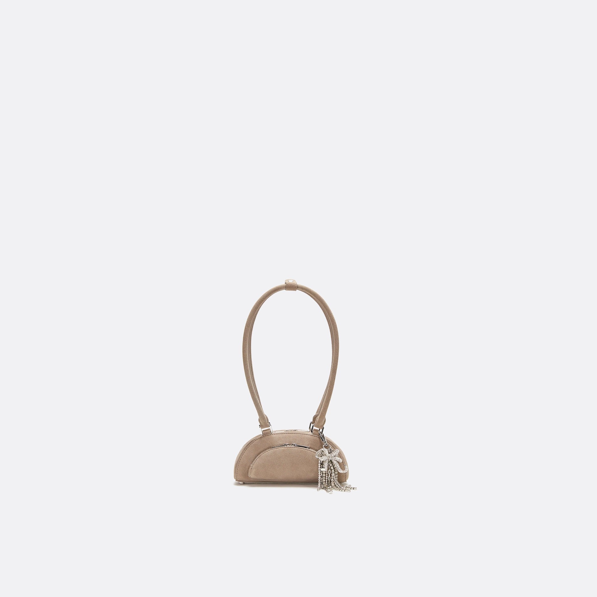 The Suede Mini With Charm Shoulder Bag from Self-Portrait in Beige
