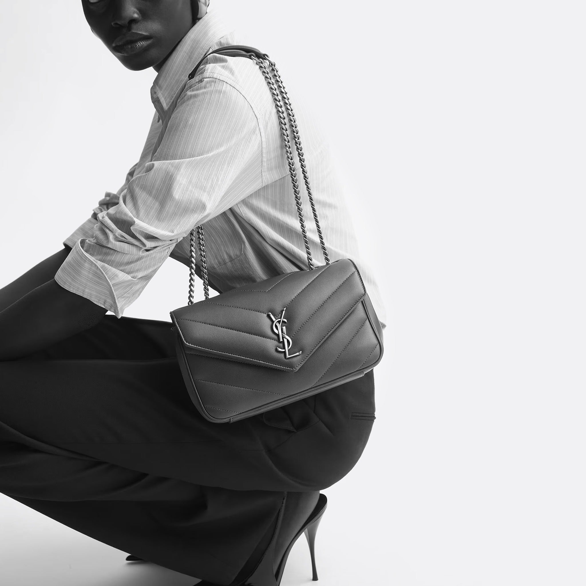 The Loulou Small Matelassé Chain Bag from Saint Laurent