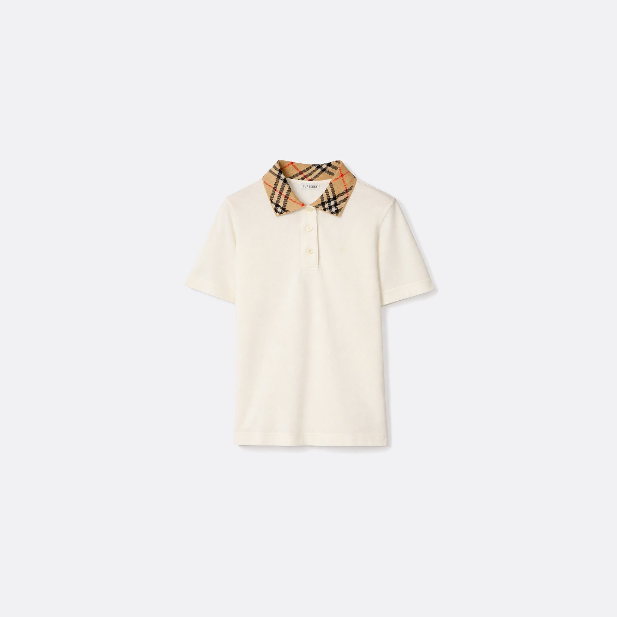 The Slim Fit Check Collar Cotton Polo Shirt from Burberry in White
