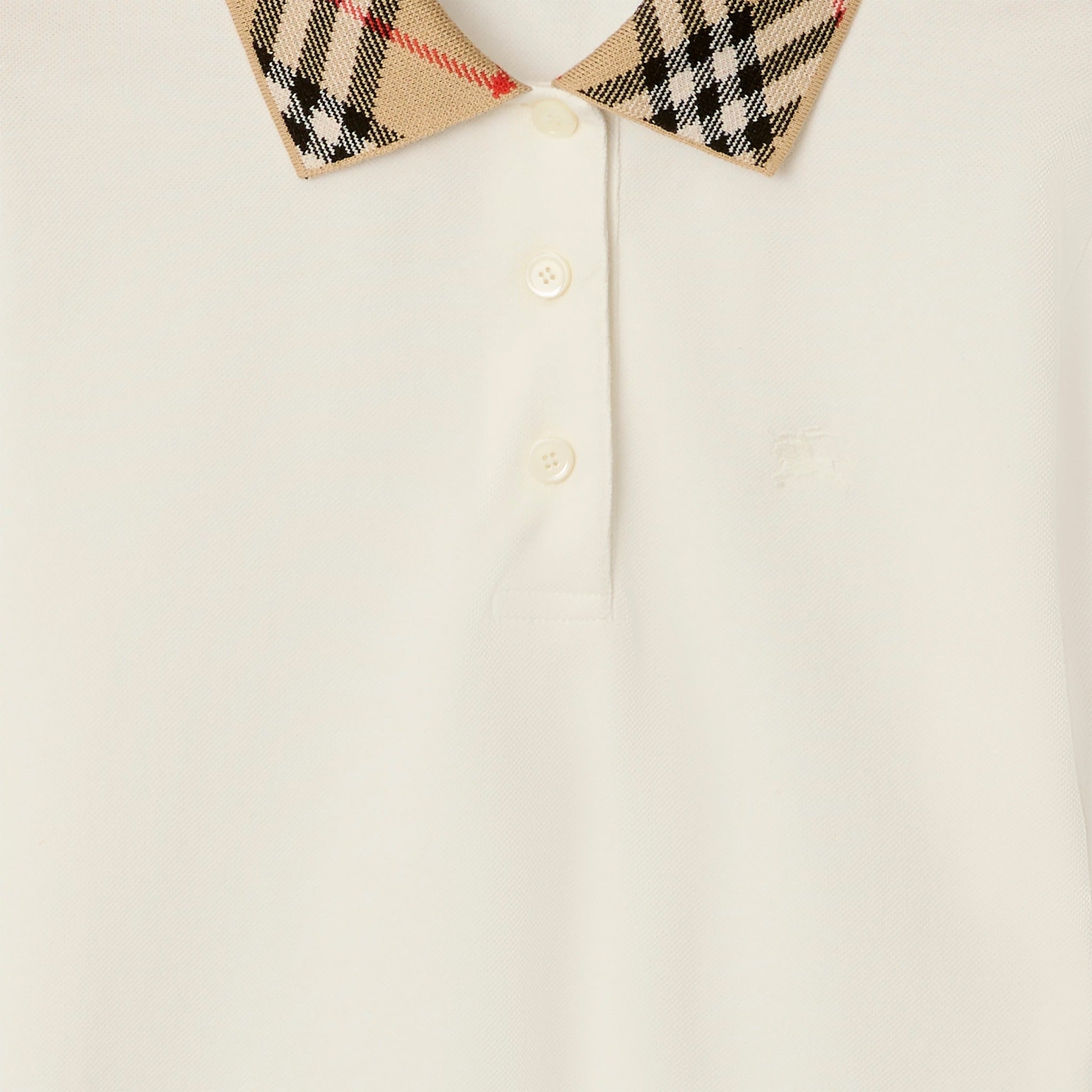 The Slim Fit Check Collar Cotton Polo Shirt from Burberry in White