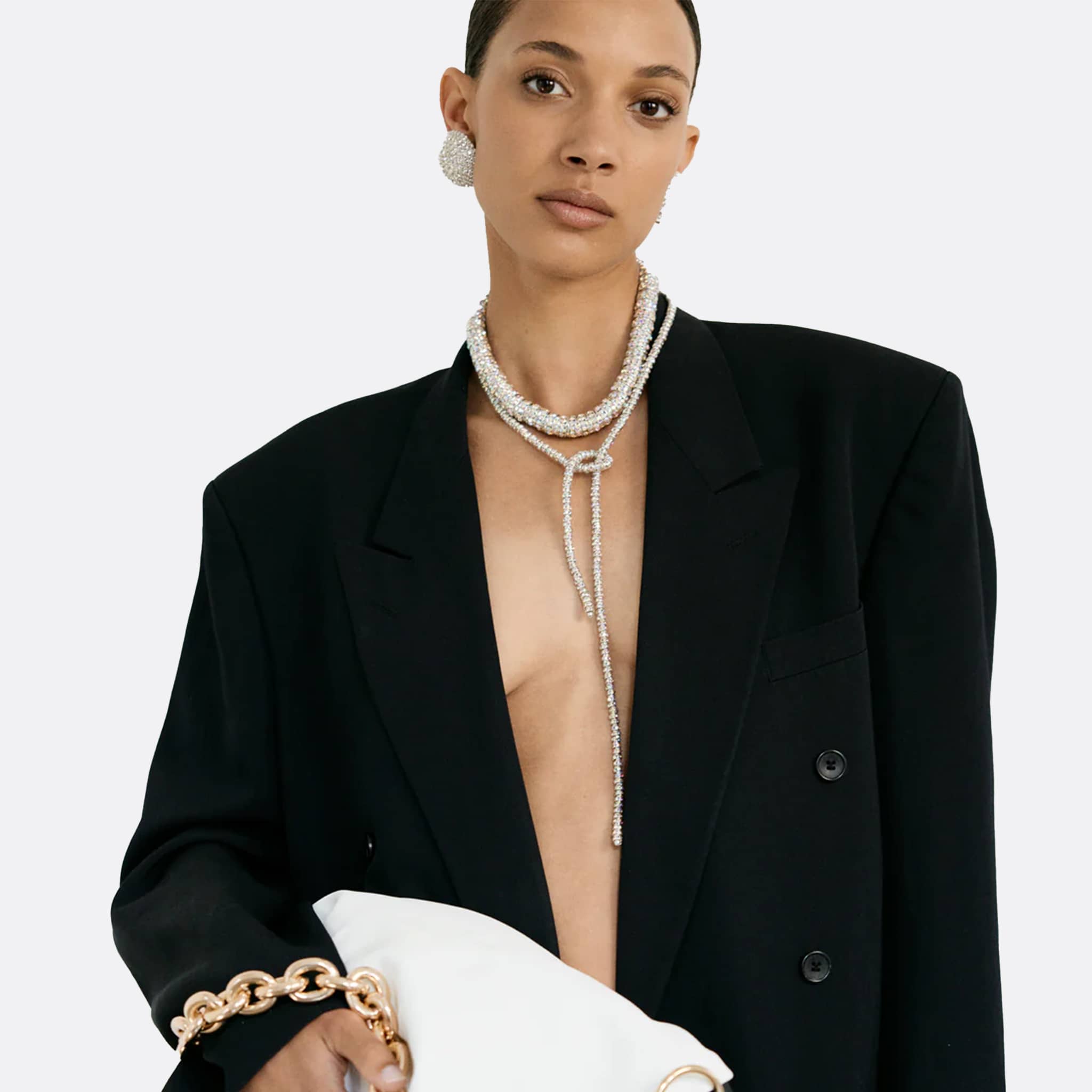 Fat Diamond Necklace by Pearl Octopuss.Y in Silver