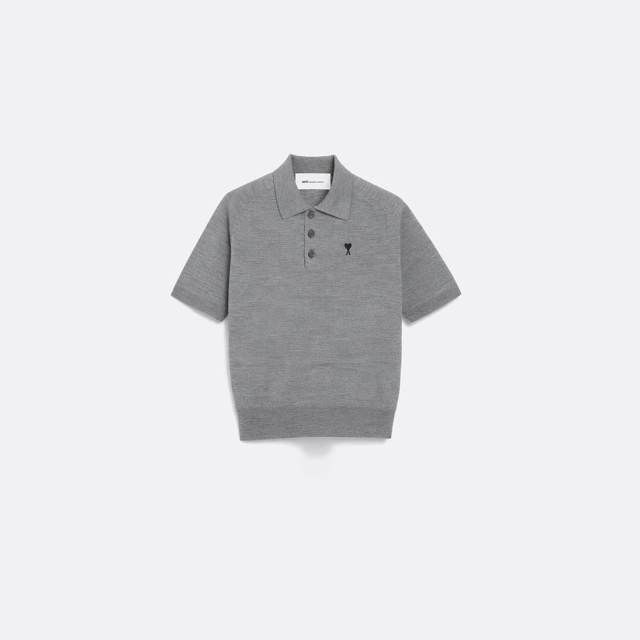 The Ami De Coeur Short Sleeve Polo from Ami Paris in Grey