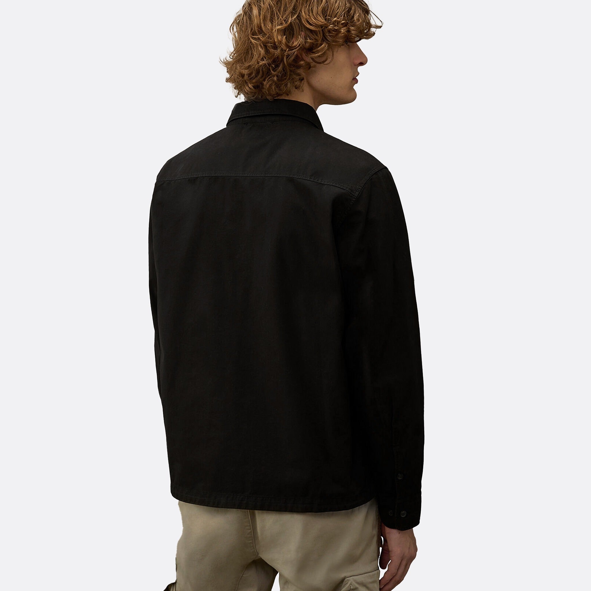 Organic Gabardine Zipped Lens Overshirt from C.P. Company in Black