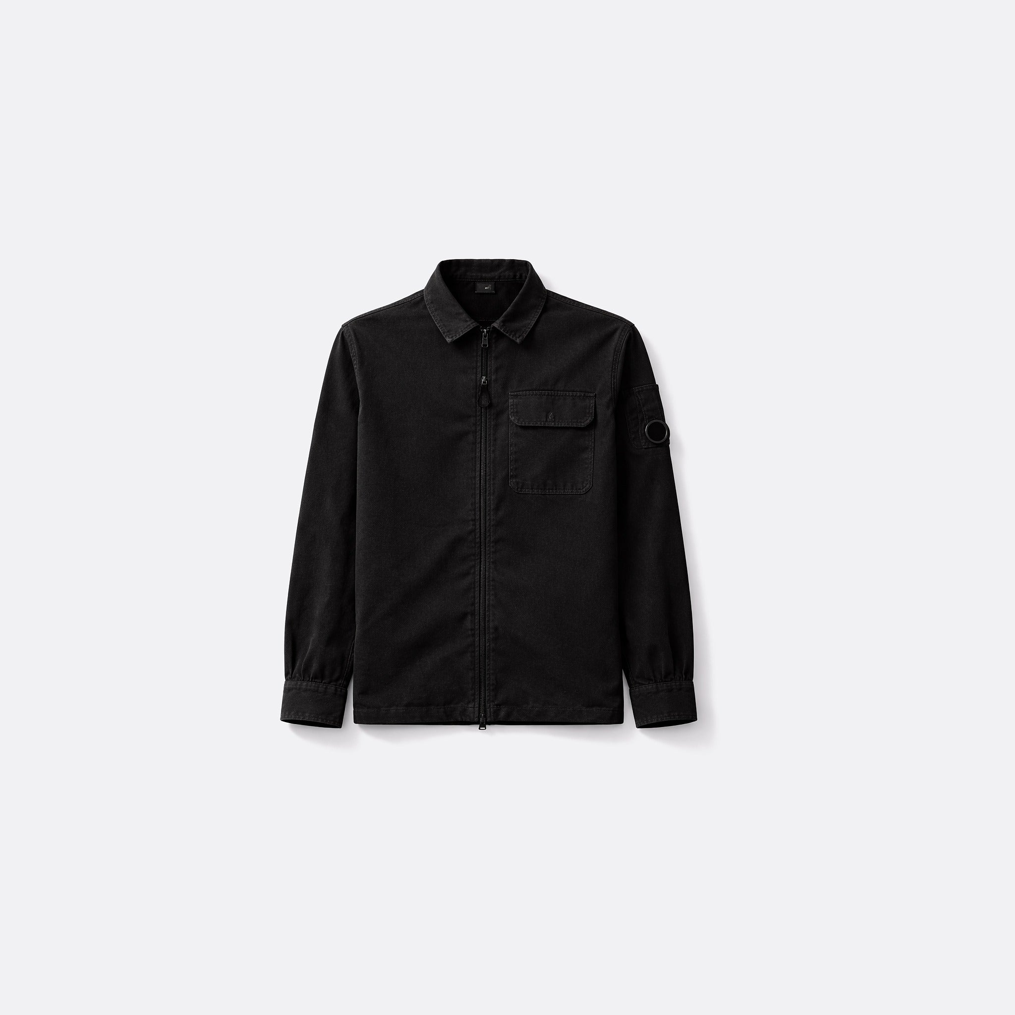 Organic Gabardine Zipped Lens Overshirt from C.P. Company in Black