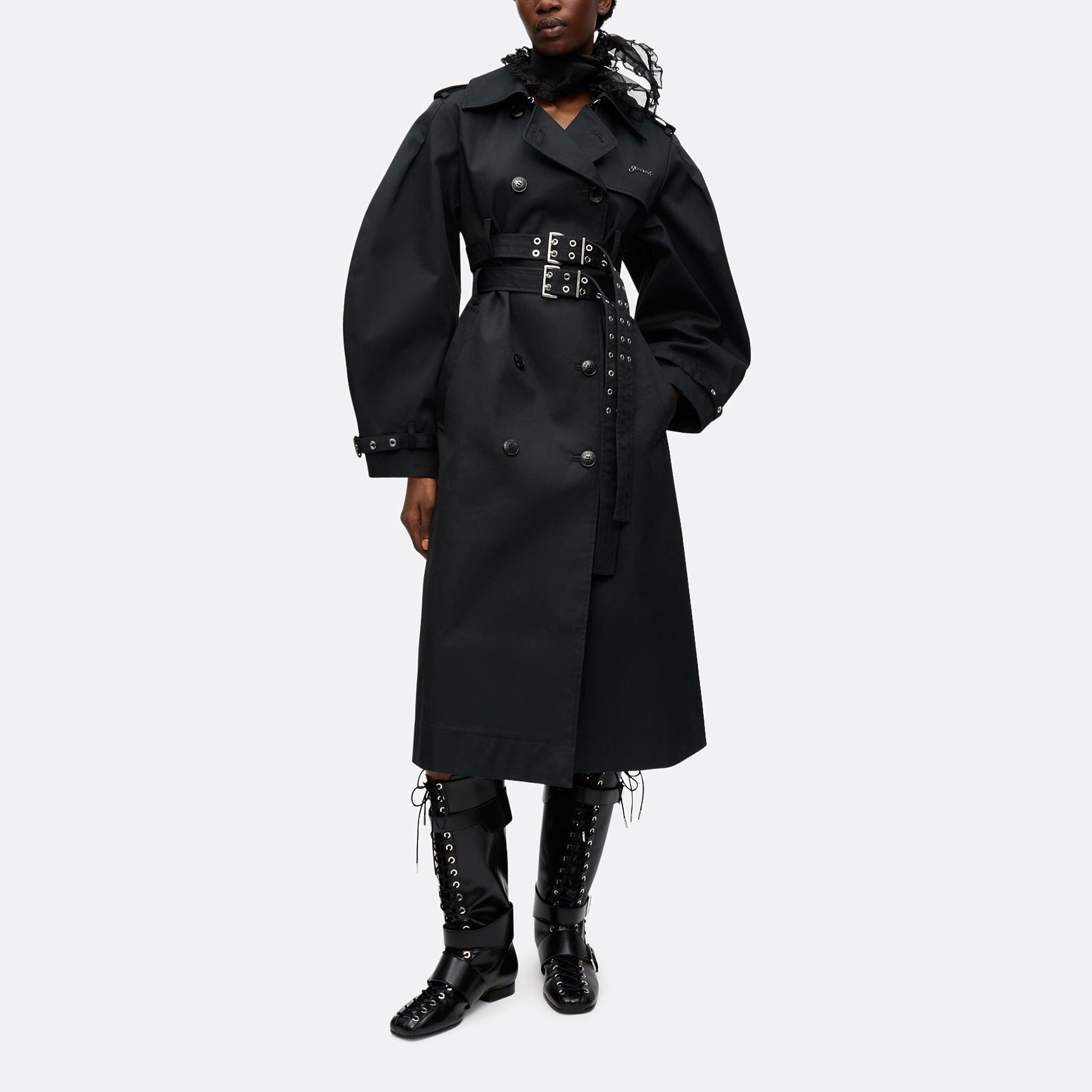 The Belted Double-Breasted Coat from GANNI in Black