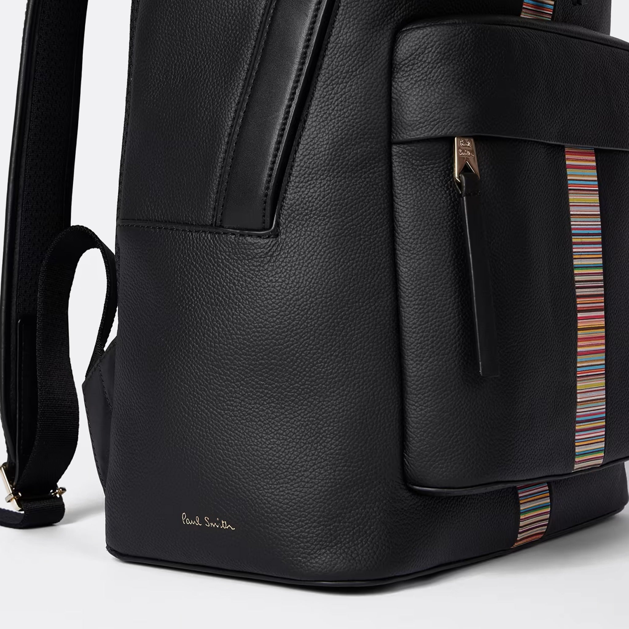 The Leather Signature Stripe Trim Backpack from Paul Smith
