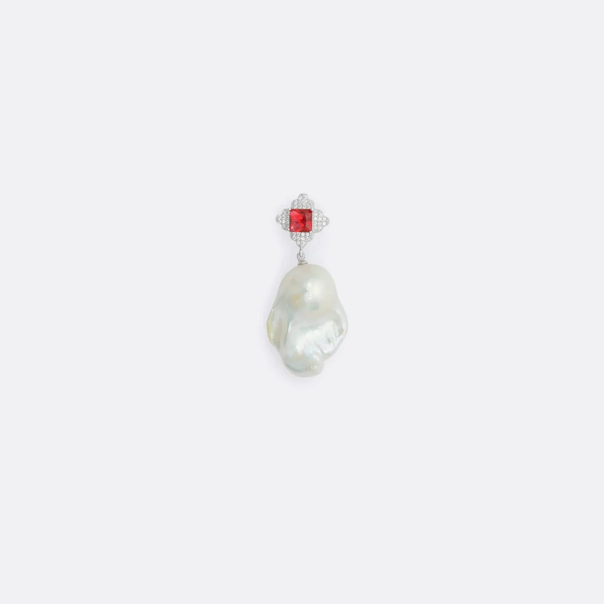 ELLIS ROSCH  PRAWN Family Baroque Pearl Red-Zirconia Earring