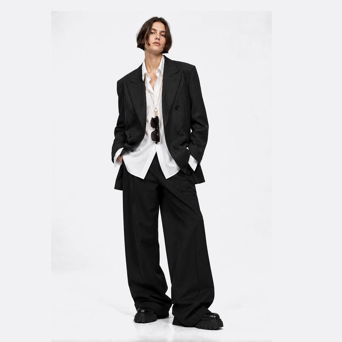 Double-Breasted Striped Wool Blazer from AMI Paris