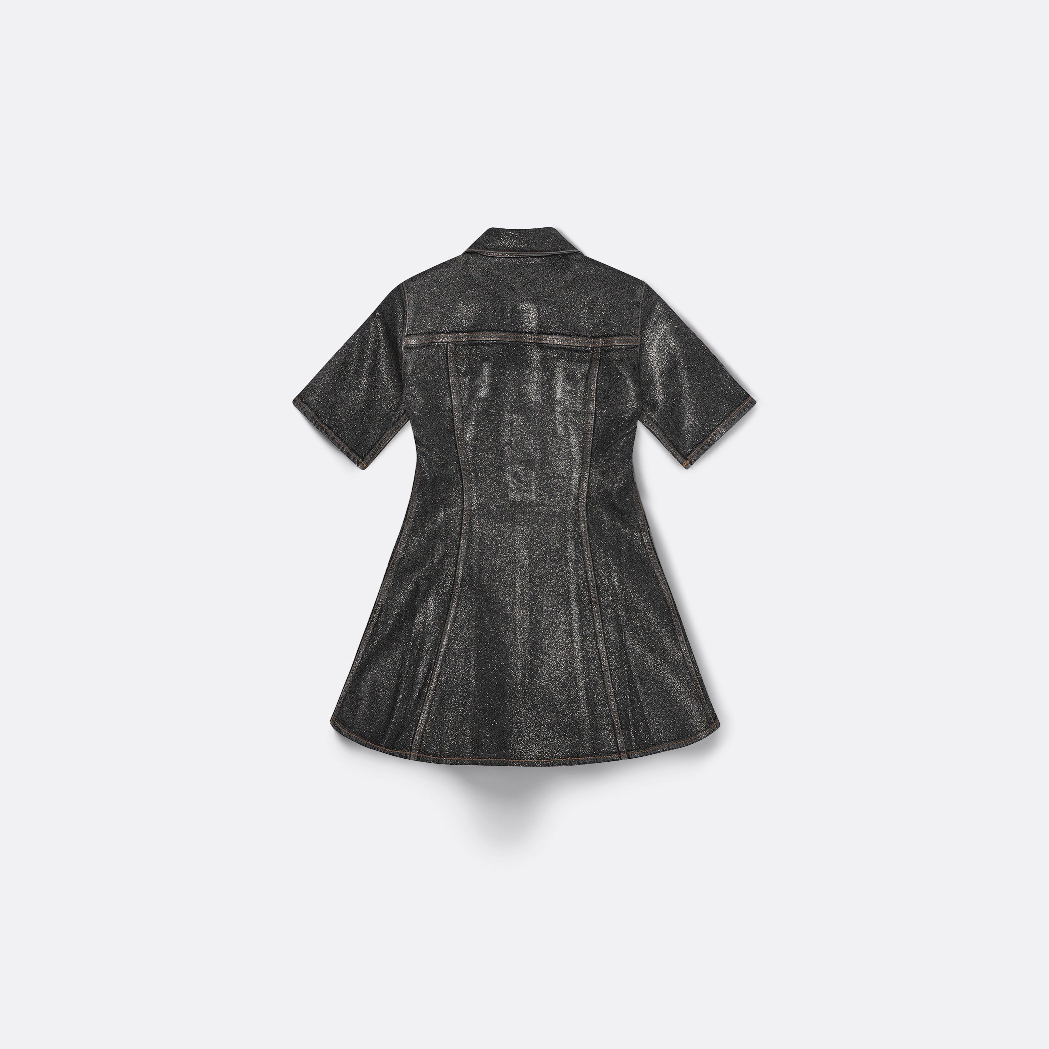 GANNI Shimmery Foil Denim Fitted Mini Dress