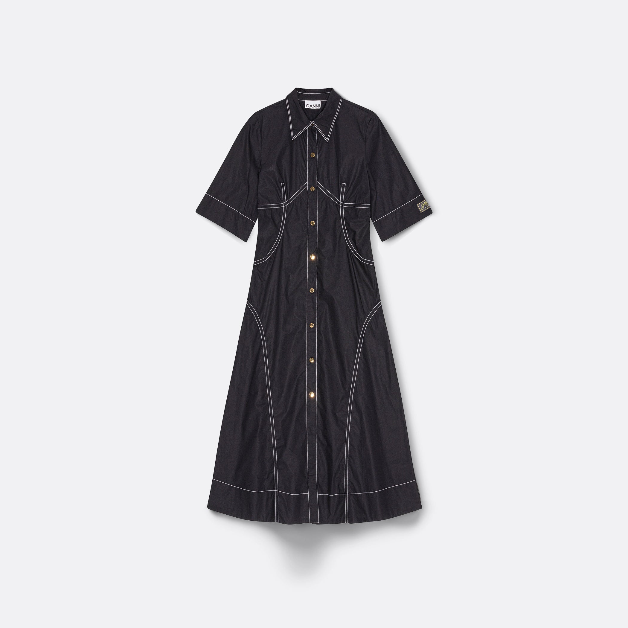 GANNI Cotton Poplin Long Shirt Dress