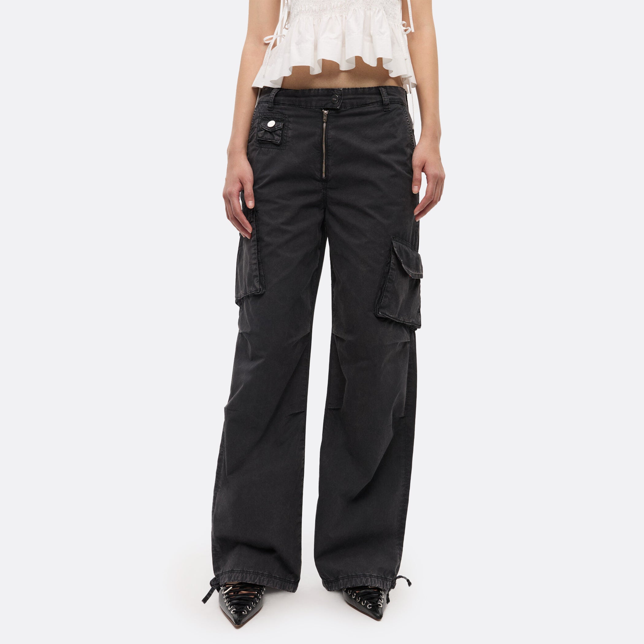GANNI Washed Cotton Twill Pants