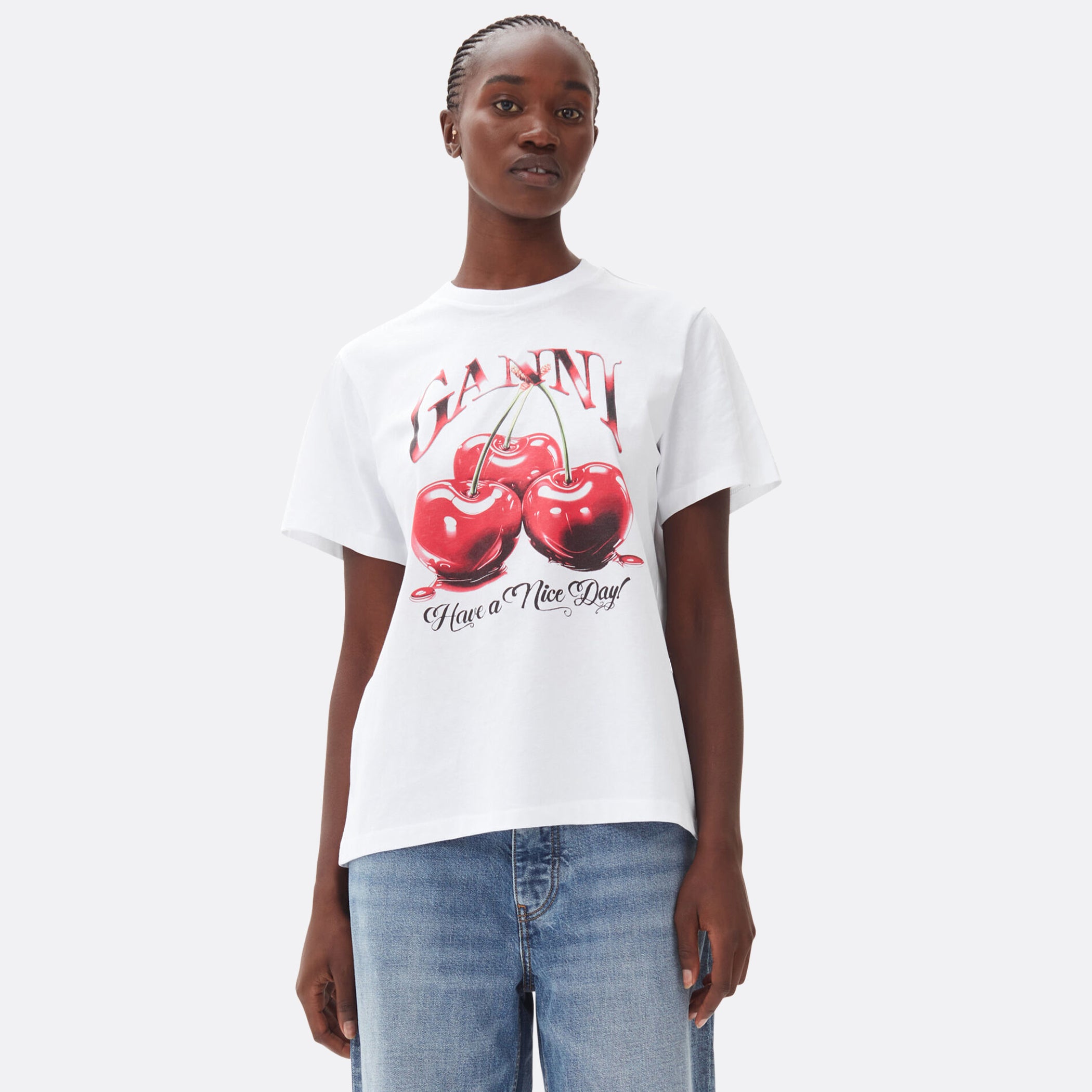 GANNI Basic Jersey Cherry Relaxed T-shirt