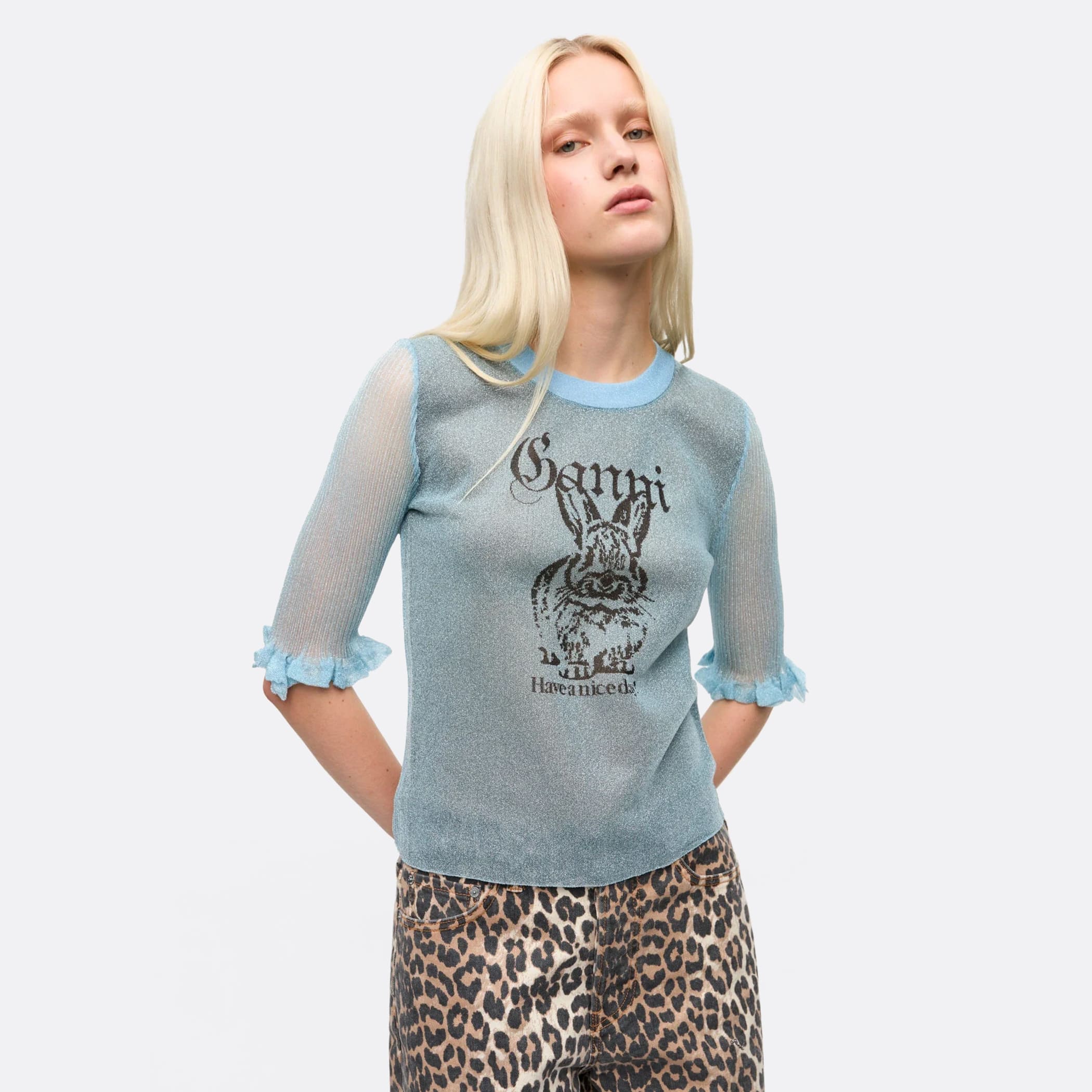ELLIS ROSCH GANNI Basic Sheer Jacquard Top