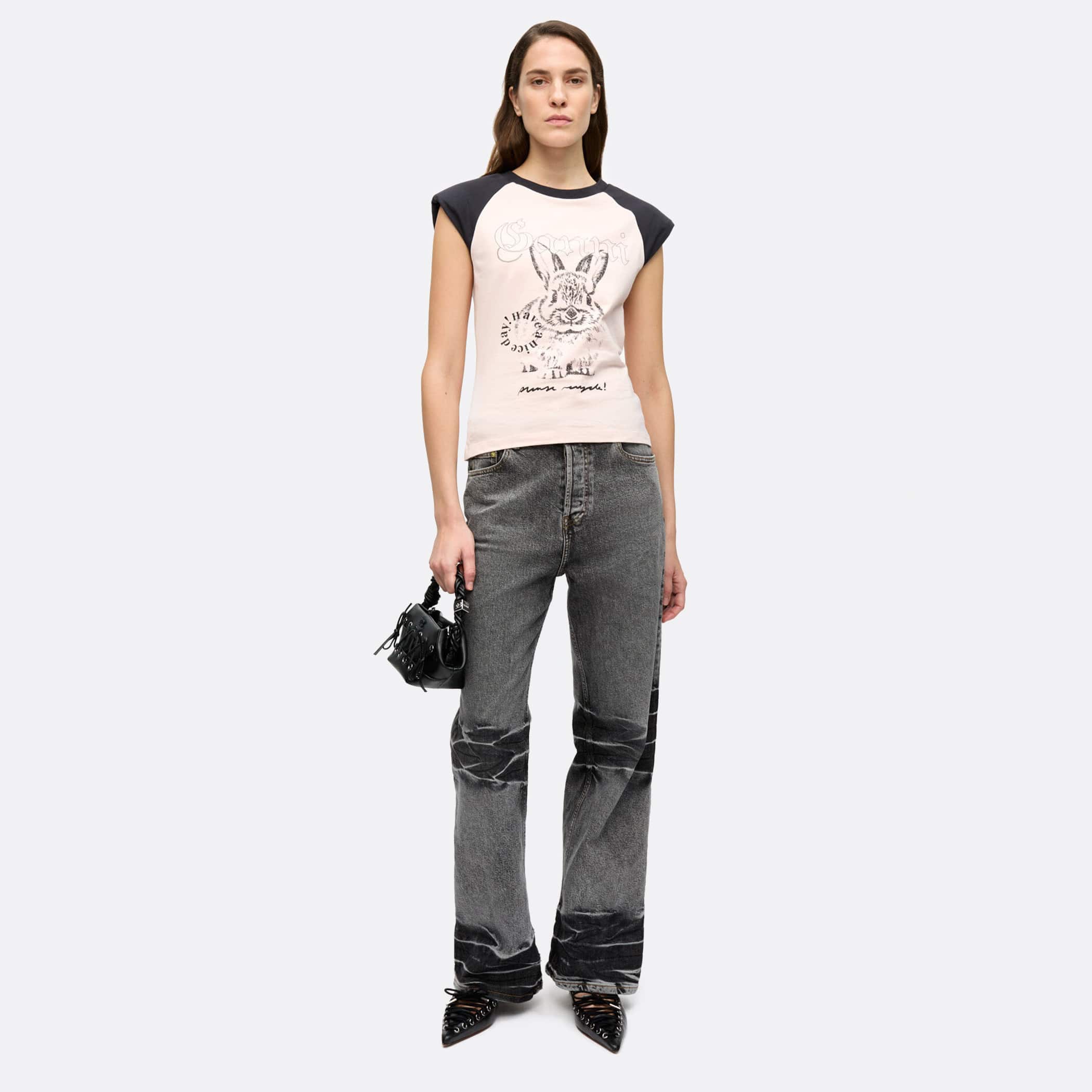 [GANNI]★Basic Jersey Bunny Raglan T-shirt Ganni【ガニー】Basic jersey bunny raglan t-shirt 
