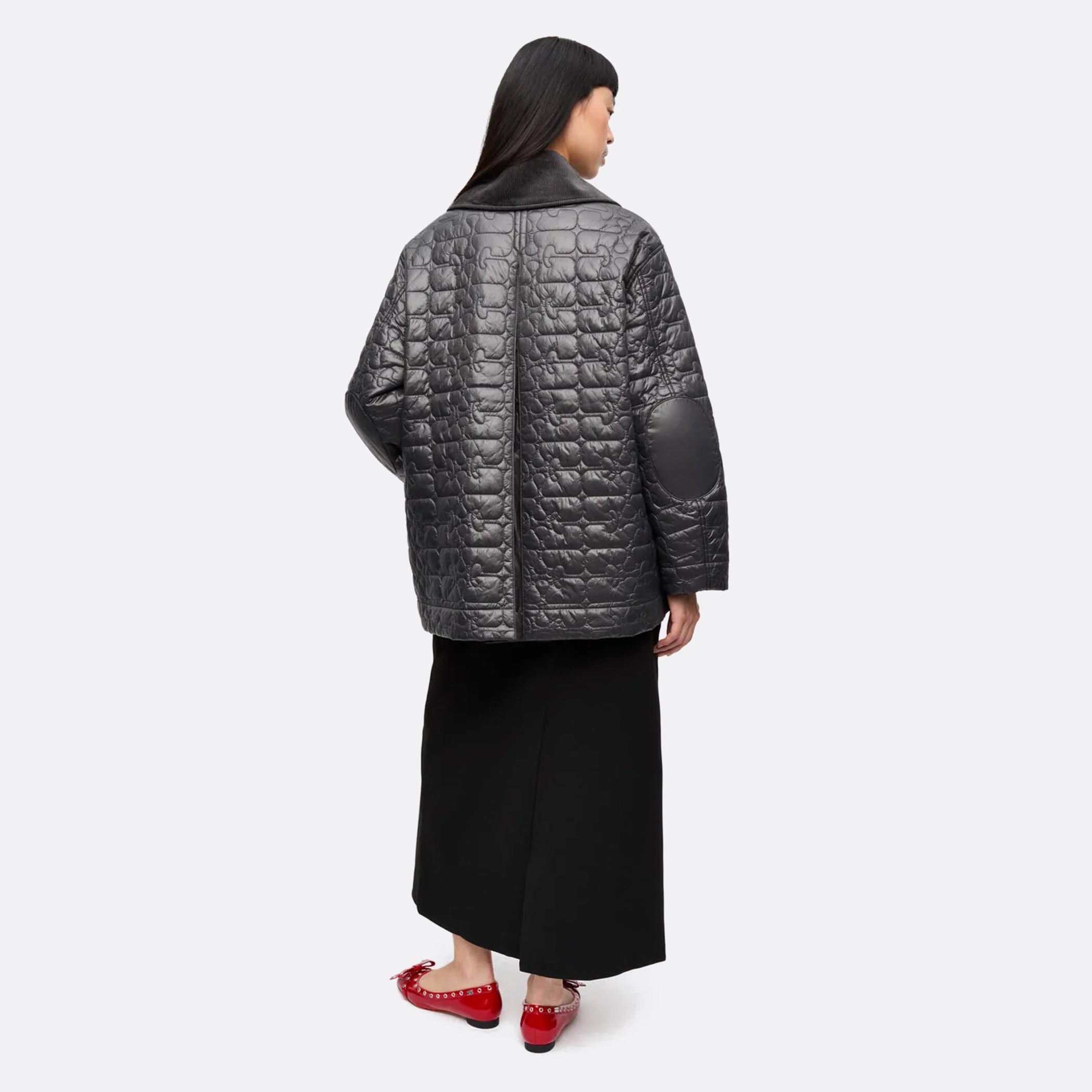 GANNI_SS25__BlackShinyQuiltMidiJacket