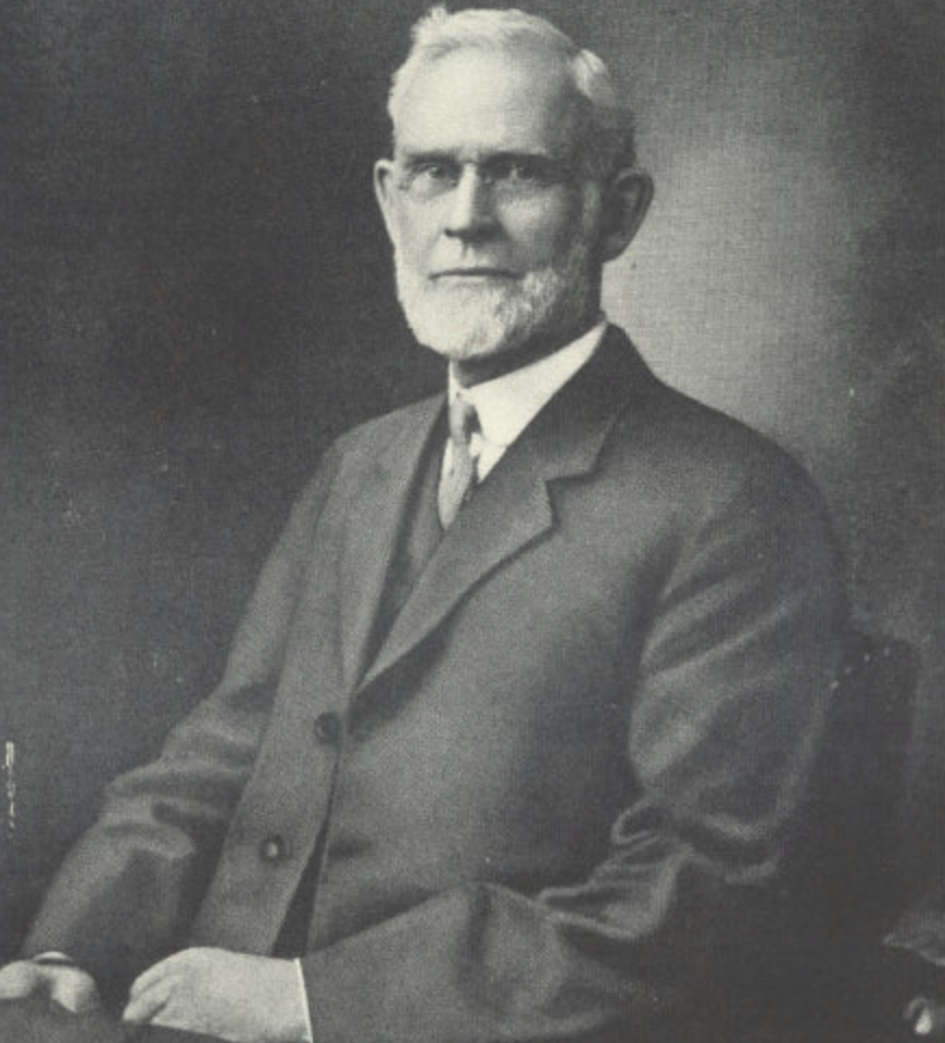 Archival black-and-white portrait of George H. Bass, founder of G.H. Bass, who began his shoemaking business in Wilton, Maine on March 9th, 1876.