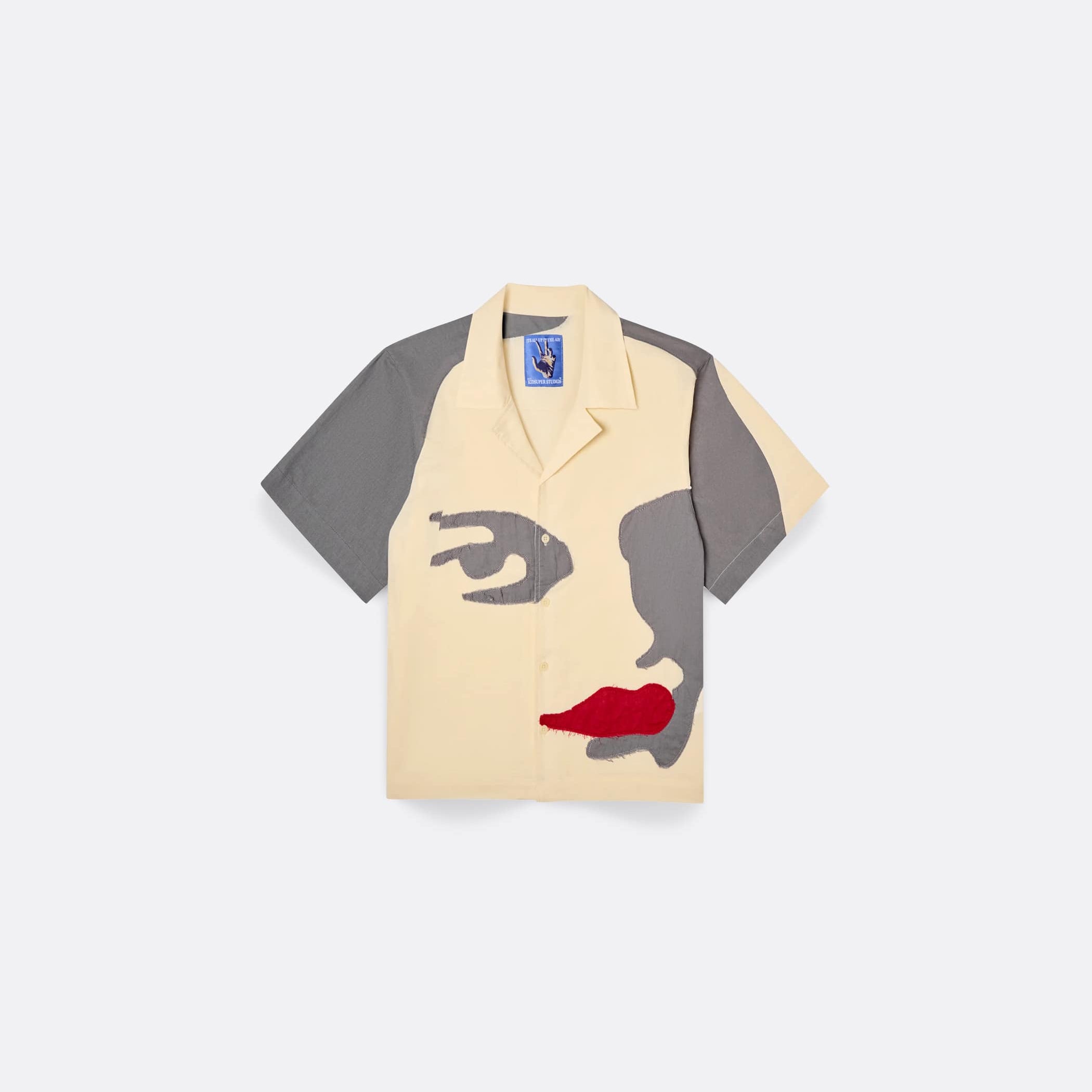 ELLIS ROSCH KidSuper Patchwork face linen Camp Shirt