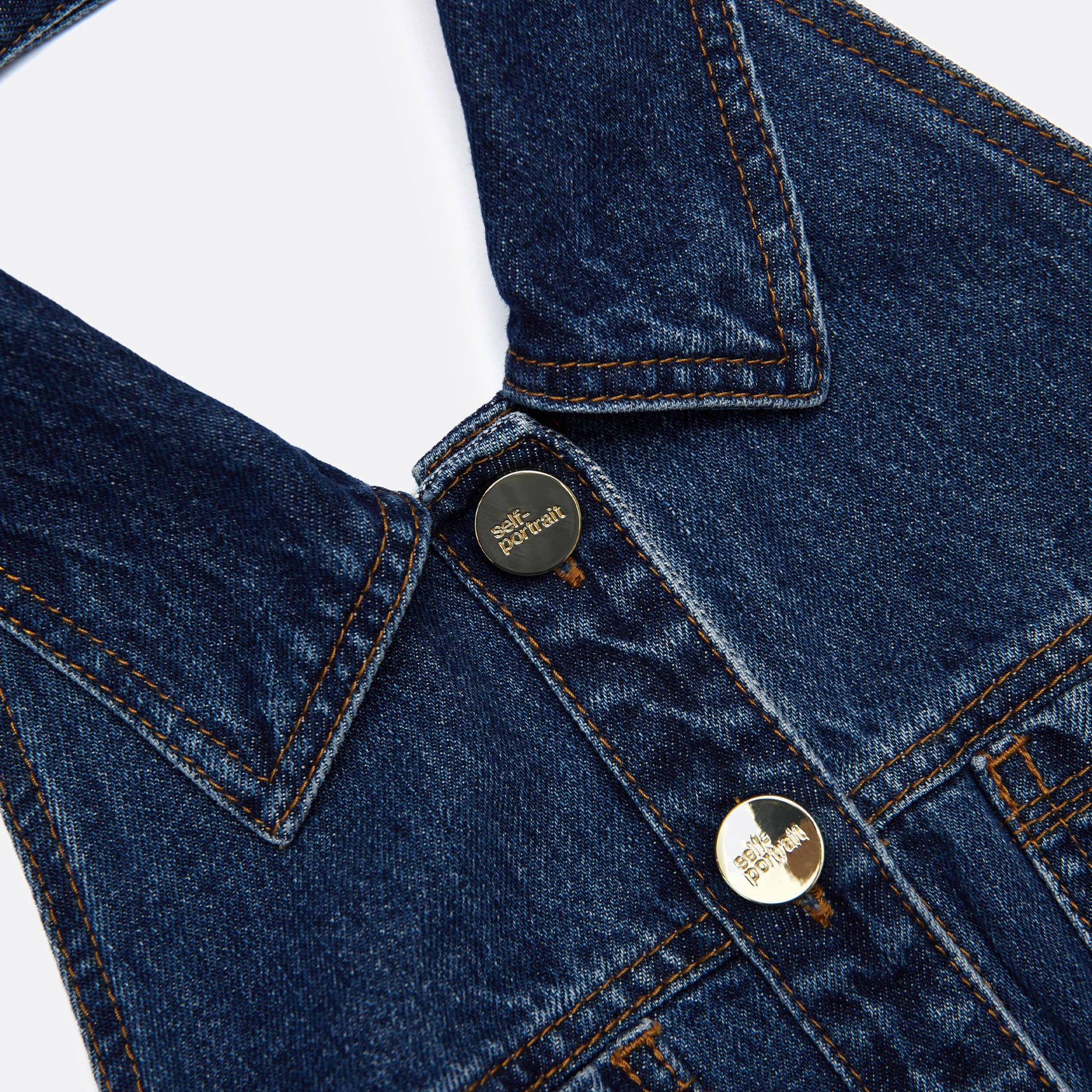 Self Portrait ELLIS ROSCH Denim Sleeveless Flared Mini Dress