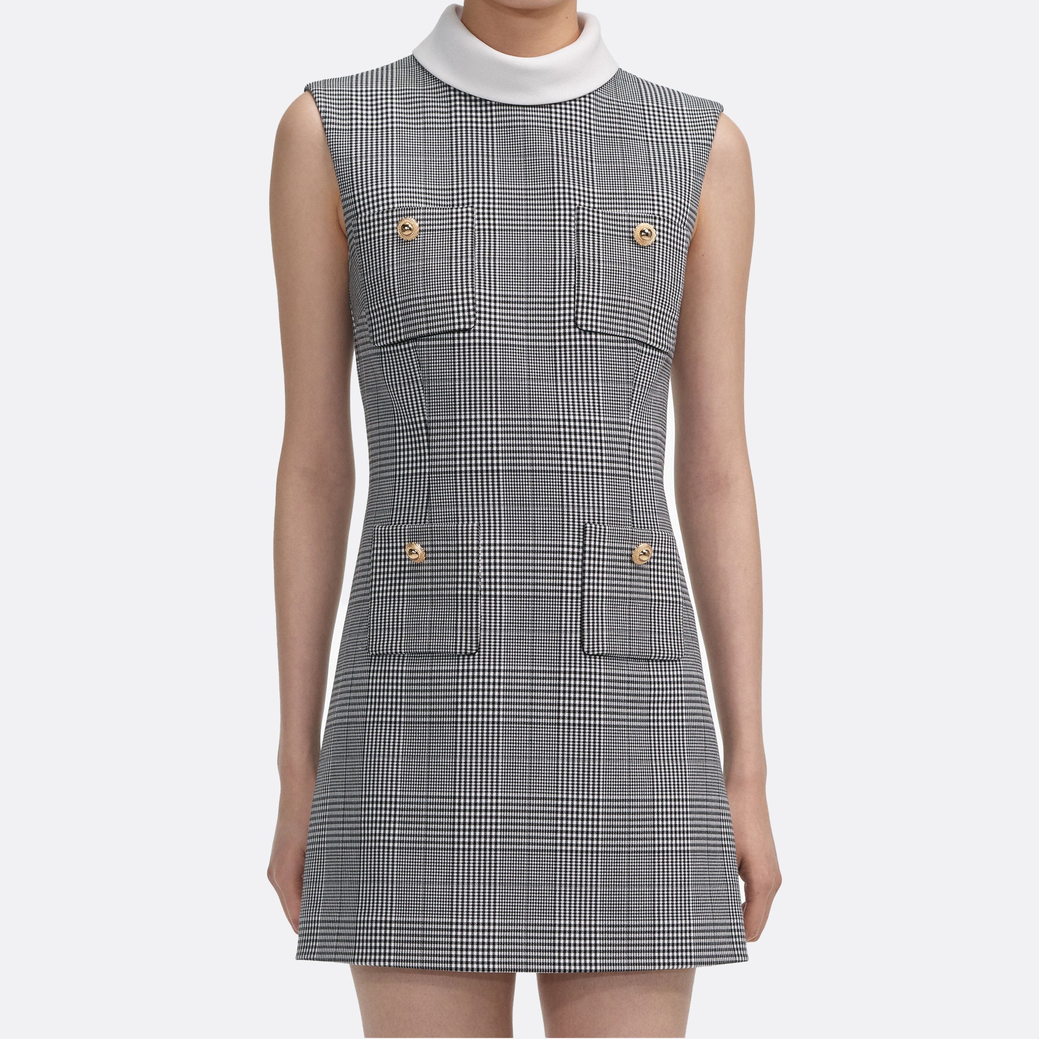 Self-Portrait ELLIS ROSCH Sleeveless Prince Of Wales Check Mini Dress