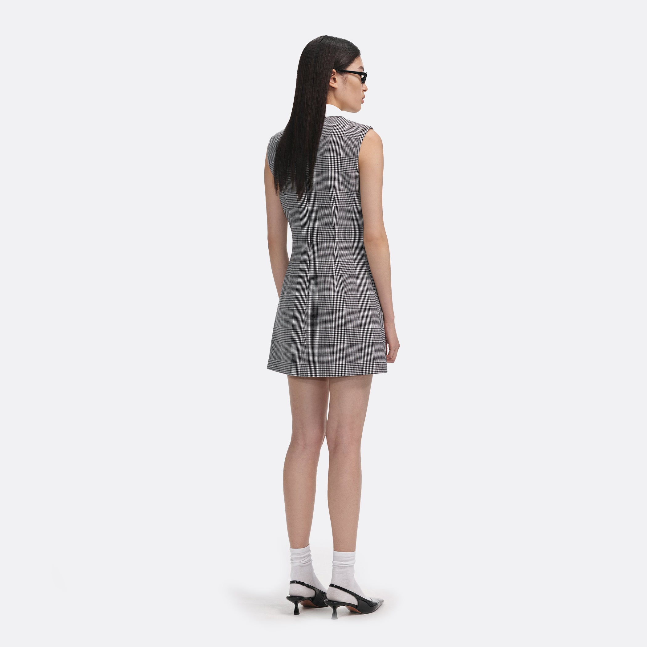 Self-Portrait ELLIS ROSCH Sleeveless Prince Of Wales Check Mini Dress