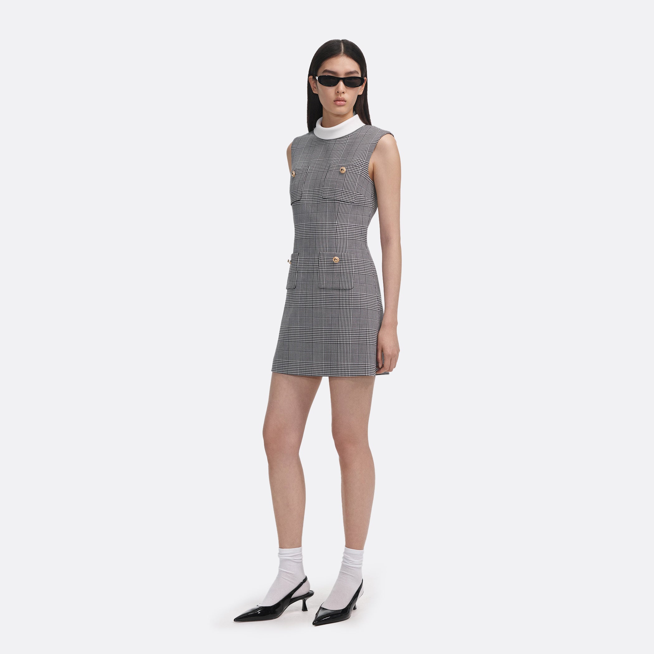 Self-Portrait ELLIS ROSCH Sleeveless Prince Of Wales Check Mini Dress