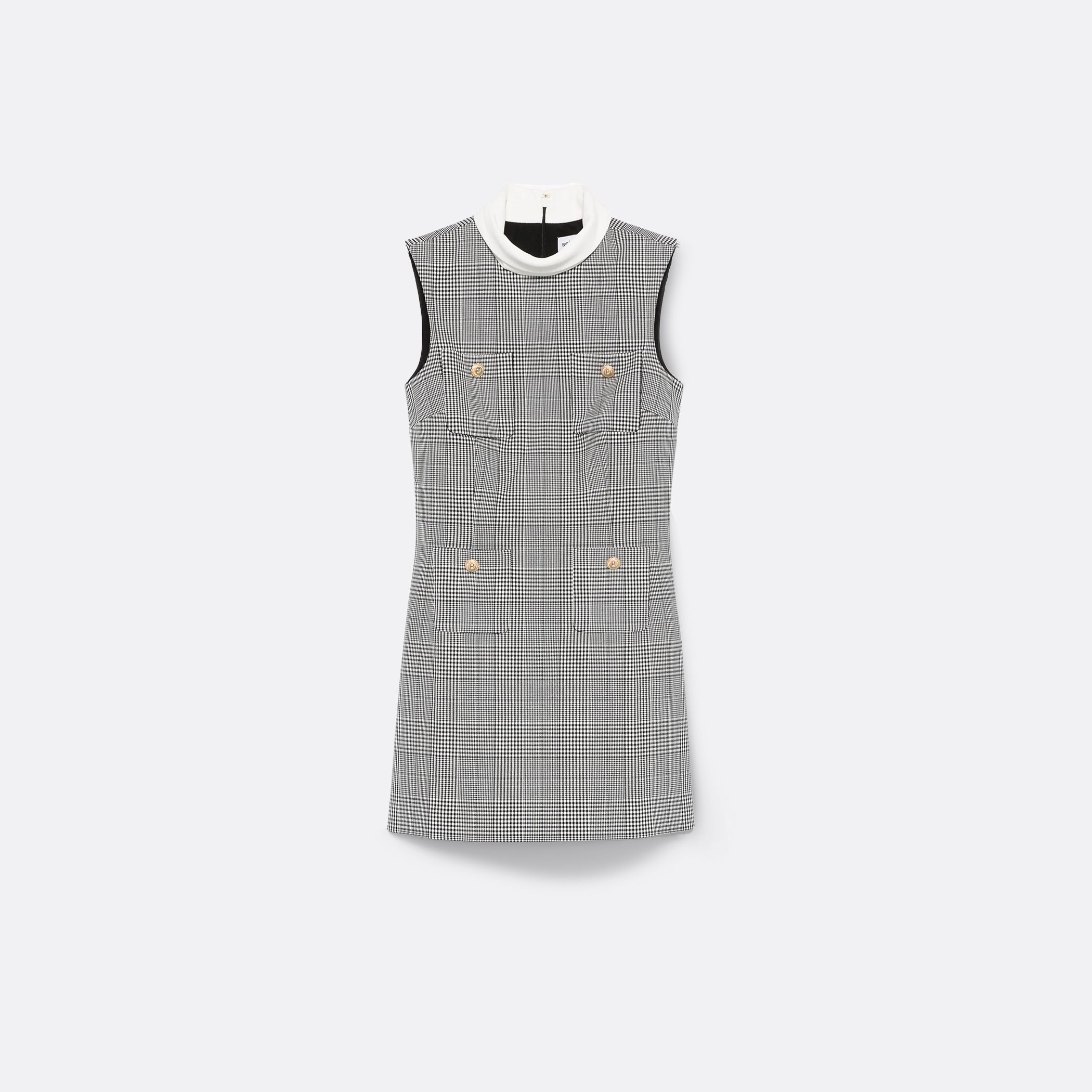 Self-Portrait ELLIS ROSCH Sleeveless Prince Of Wales Check Mini Dress